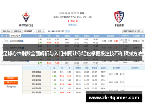足球心水指数全面解析与入门指南让你轻松掌握投注技巧和预测方法
